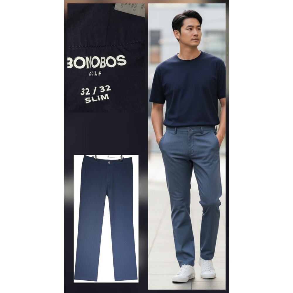 Bonobos Highland Golf Pants Size 32x32 Slim Fit Performance Stretch Slate Blue